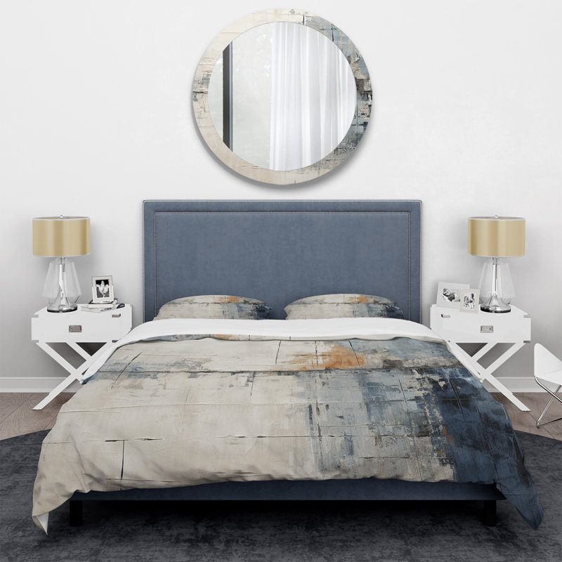 Ensemble de housse de couette Abstract Blue Beige Road Collage II - Microfibre de polyester