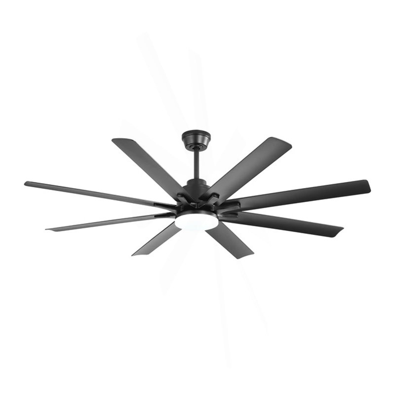 Ventilateur de plafond moderne de 66 pouces avec lumière à DEL à intensité variable et 8 pales ABS, moteur à courant continu réversible, télécommande, noir, pour le bureau à domicile