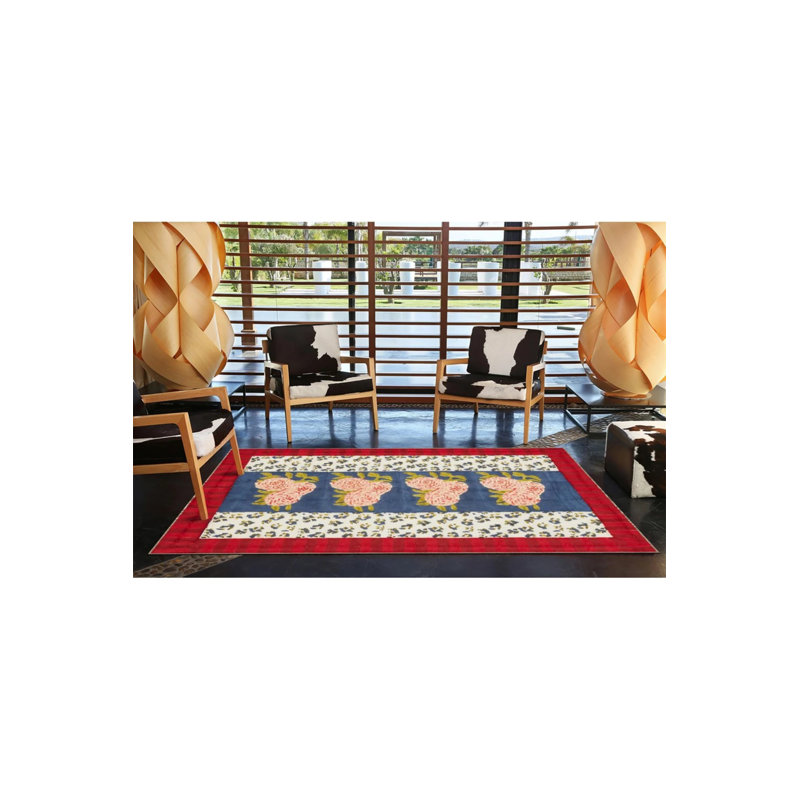 Tapis tissé à motif floral pastel, Rectangle 2 pi 4 po x 4 pi