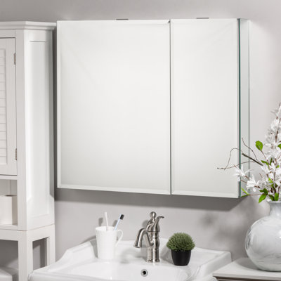 Bily 30'' W 26'' H Frameless Medicine Cabinet Mirror 2 Adjustable