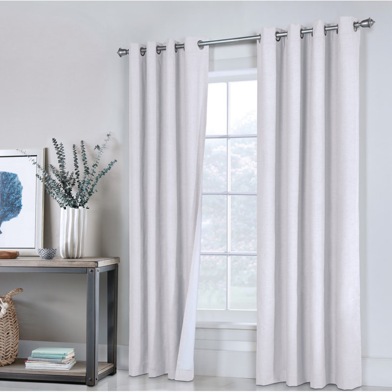 Harpa Solid Max Blackout Thermal Grommet Curtain Panels, White, 52" W x 63" L