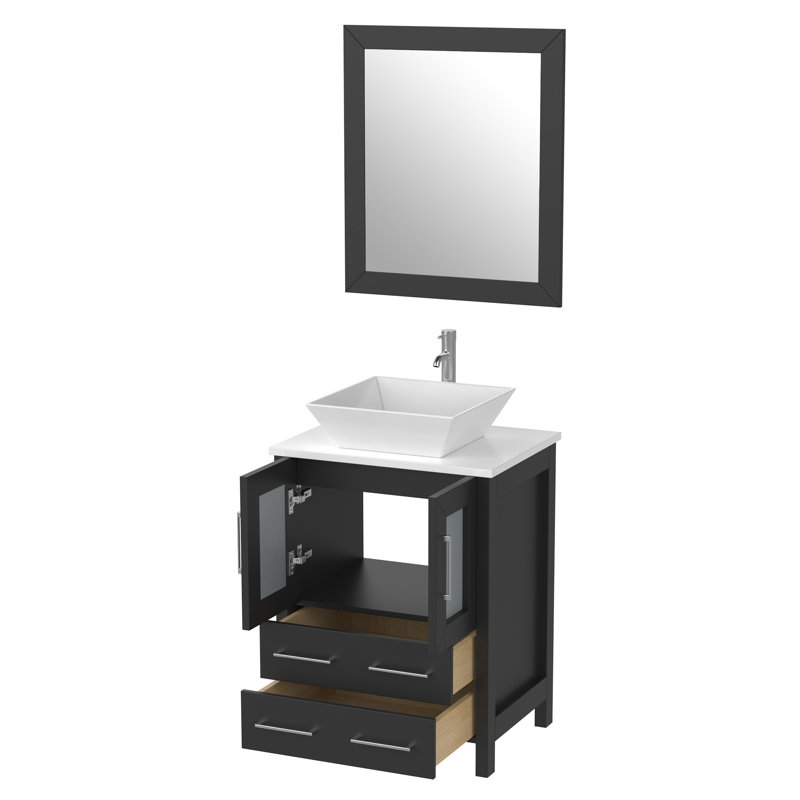  24" Single Bathroom Vanity Set with Mirror, Espresso