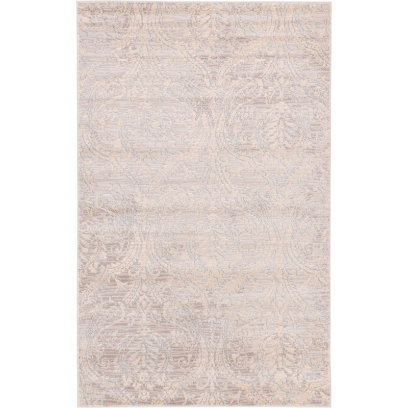 Beige oriental oriental Tapis décoratif, Rectangle 5 pi x 8 pi