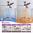 Nicola 60" 3-Blade Black Ceiling Fan With Led Light and Remote Control