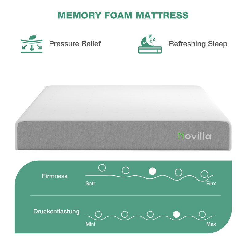 Matelas en mousse viscoélastique imprégnée de gel 6 po / 8 po Novilla, Lit simple, 6"