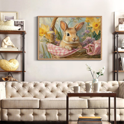  «Lapin de Pâques», art mural encadré, peinture saisonnière pour la décoration de Pâques et de printemps, 18 po x 24 po