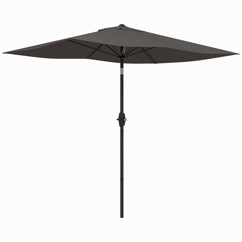 Parasol de marché d'extérieur rectangulaire de 6,5 pi x 10 pi avec manivelle et inclinaison à bouton-poussoir, Gris