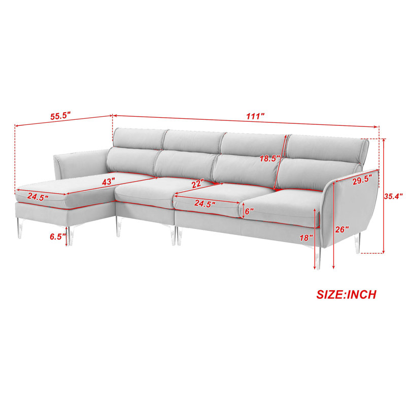Canapé et chaise longue réversible Behka, 100 % polyester orange, Noir
