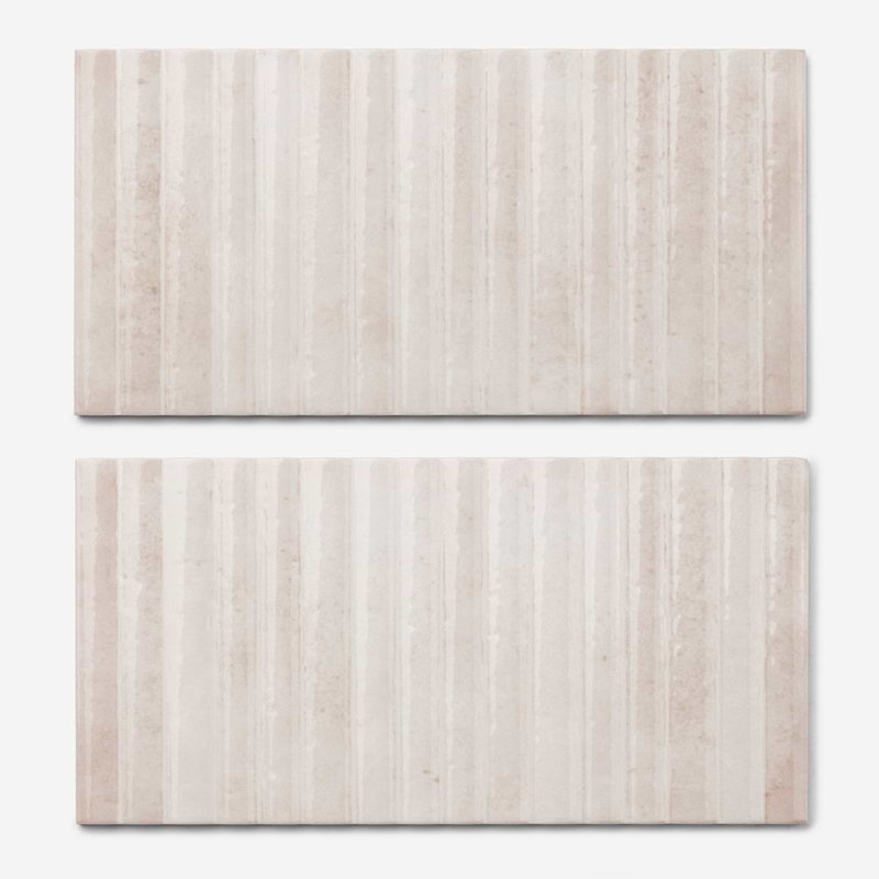 Curve Fluted 6X12 3D Glossy Ceramic Tile, White