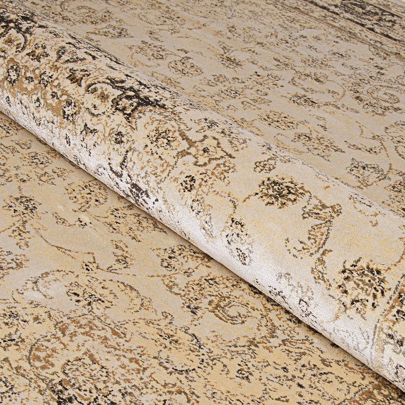 Tapis oriental avoine / noir Genao, Rectangle 5 pi 3 po x 7 pi 6 po