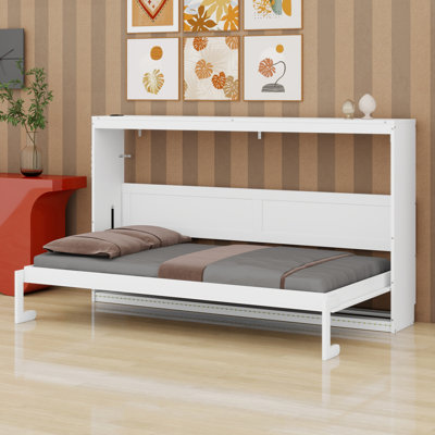 Lit escamotable tendance avec pliage latéral, lumières DEL sous le lit et prise USB, parfait pour les petites pièces