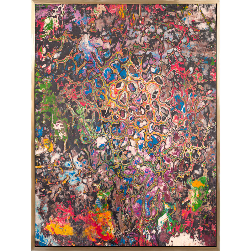 Tidal Pools Painting, 48" H x 36" W, Gold Framed
