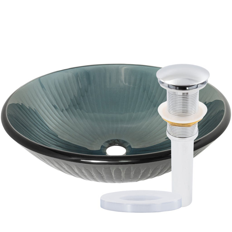 Novatto 16.5'' Glass Circular Bathroom Sink,  Chorme