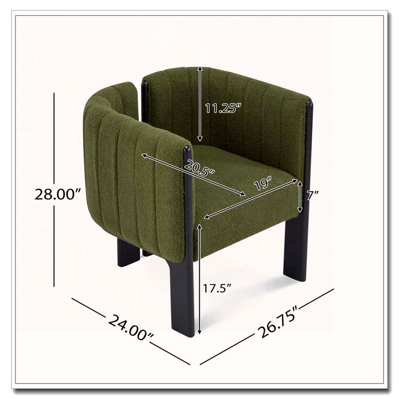 Chaise de salle à manger en bois avec accoudoirs, Vert olive, Noir
