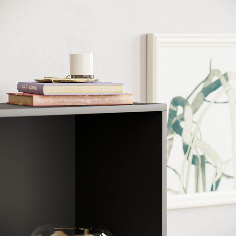 Modern Manufactured Wood Bookcase, (3 Shelves) 108cm H x 60cm W x 24cm D, Black