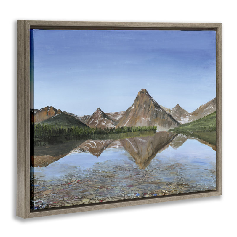 Cadre flottant Alpine Reflection Peaks, design par Georgie Harrison, Cadre flottant orme Montalcino, H 17 po x l 21 po