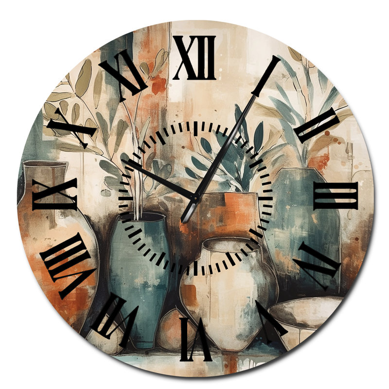 Horloge murale orange et verte, Surdimensionné