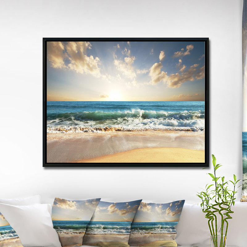 Paysage marin «Cloudy Sky and Vibrant Blue Sea», impression, H 23 po x l 23 po x P 1 po, Métal