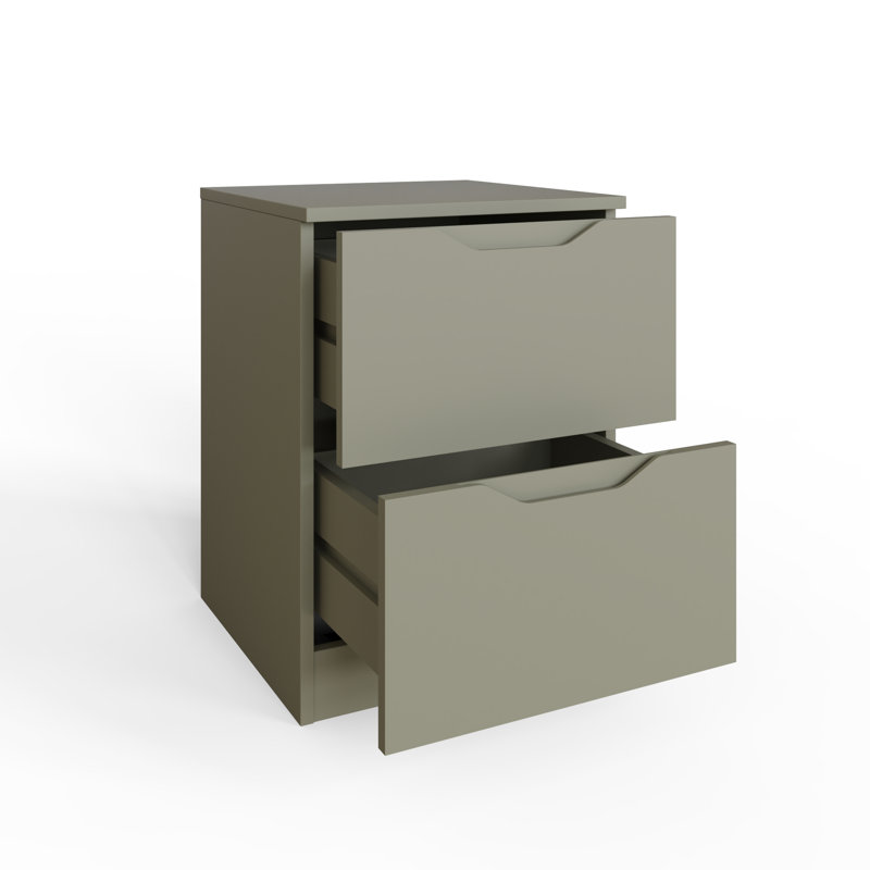 Groove Handled 2 Drawer Bedside, Sage Green