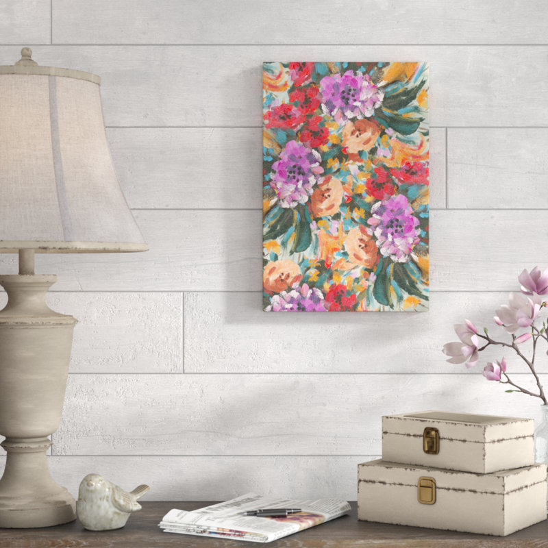 Fleurs éclatantes sauvages-impression sur toile, H 18 po x l 12 po
