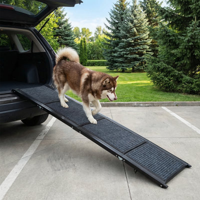 Dog Ramp For Cars, 66" L X 17" W Folding Pet Stair Ramp With Non-Slip Rug Surface For Dogs Up to 150Lbs