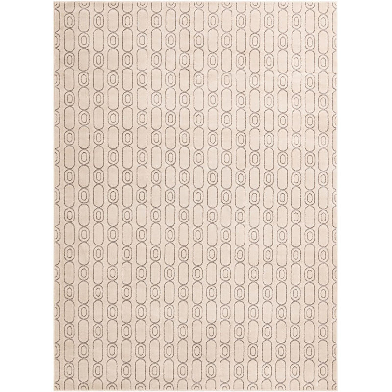 Tapis contemporain blanc et argenté Vincente, Rectangle 9 pi x 12 pi