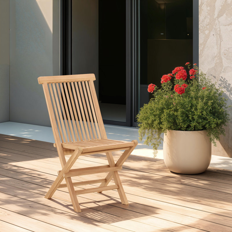 Jarayah Natural Finish Indoor-Outdoor Slatted Teak Folding Chair