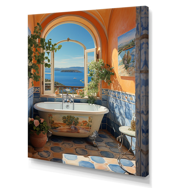 «Blue Italian Bath Serenity II», art mural de salle de bain, H 40 po x l 30 po x P 1,5 po