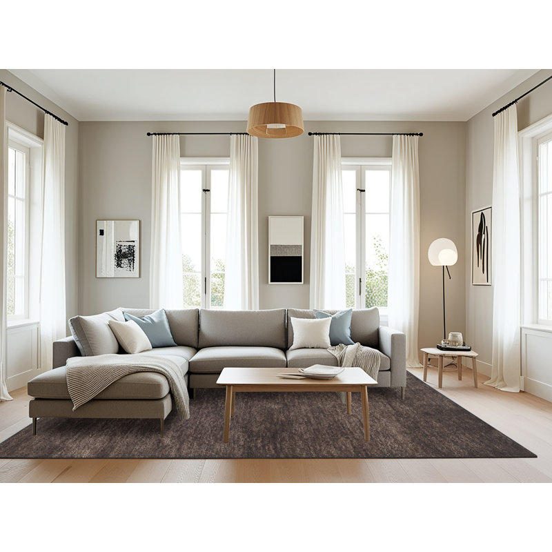 Tapis contemporain noir, Rectangle 8 pi x 12 pi