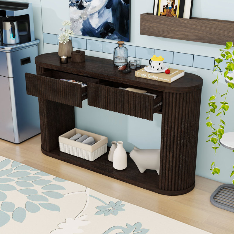 Console en bois avec 2 tiroirs, Espresso