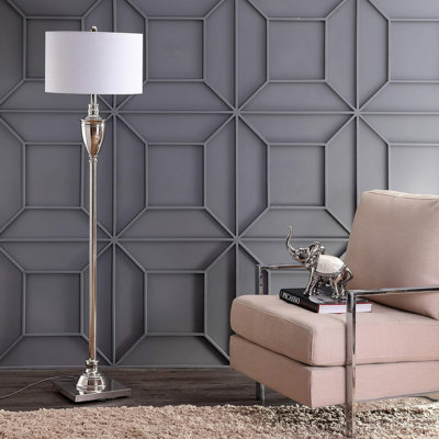 Lampe sur pied à DEL moderne avec finition nickel poli, ampoules à économie d'énergie incluses, design élégant pour le salon, le bureau, la chambre à coucher et le couloir