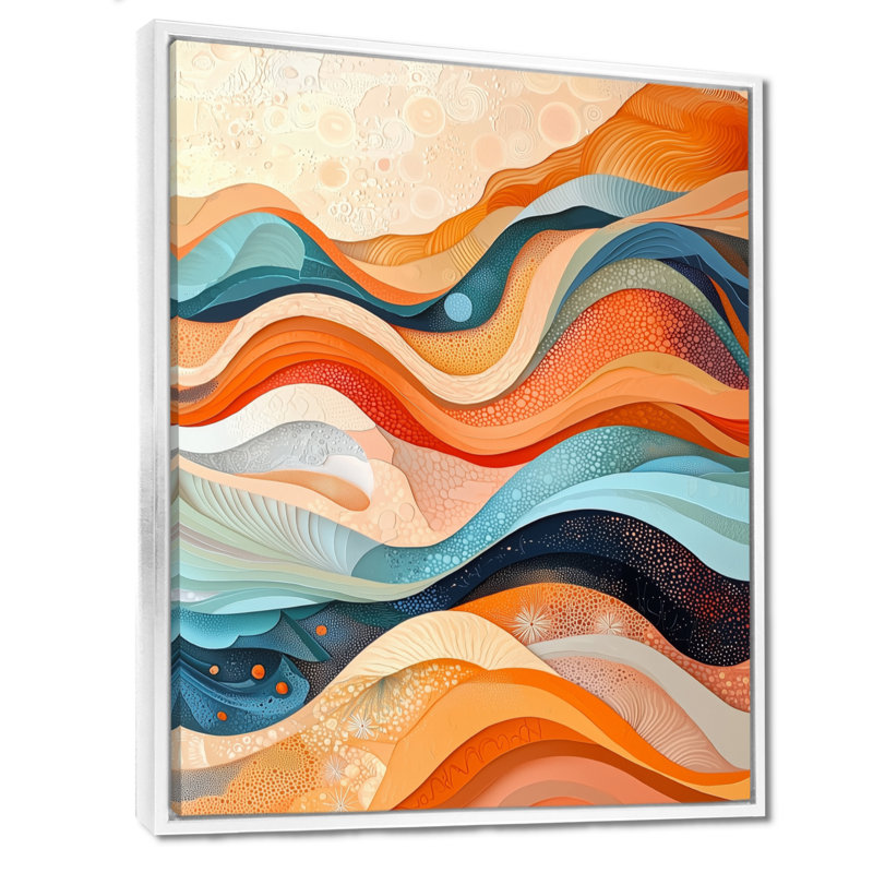 Novah orange transitionnel Spriral Oceanic Waves II - art mural encadré Waves, Reproduction avec cadre flottant, Blanc