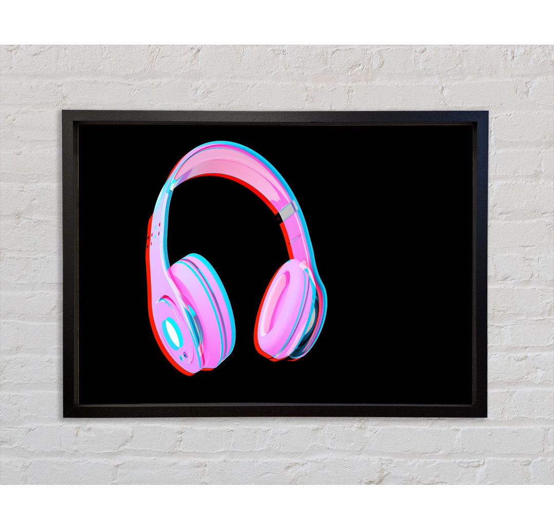 Funky Pink Headphones - Einzelner Bilderrahmen Kunstdrucke auf Leinwand