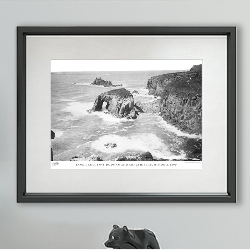 Lands End, Enys Dodman And Longships Lighthouse 1890 - Single Picture Frame Print, 28cm H x 36cm W x 2.3cm D