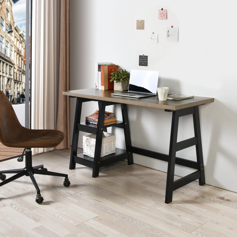 Desborough Writing Desk, Black, Manufactured Wood, Brown/Black