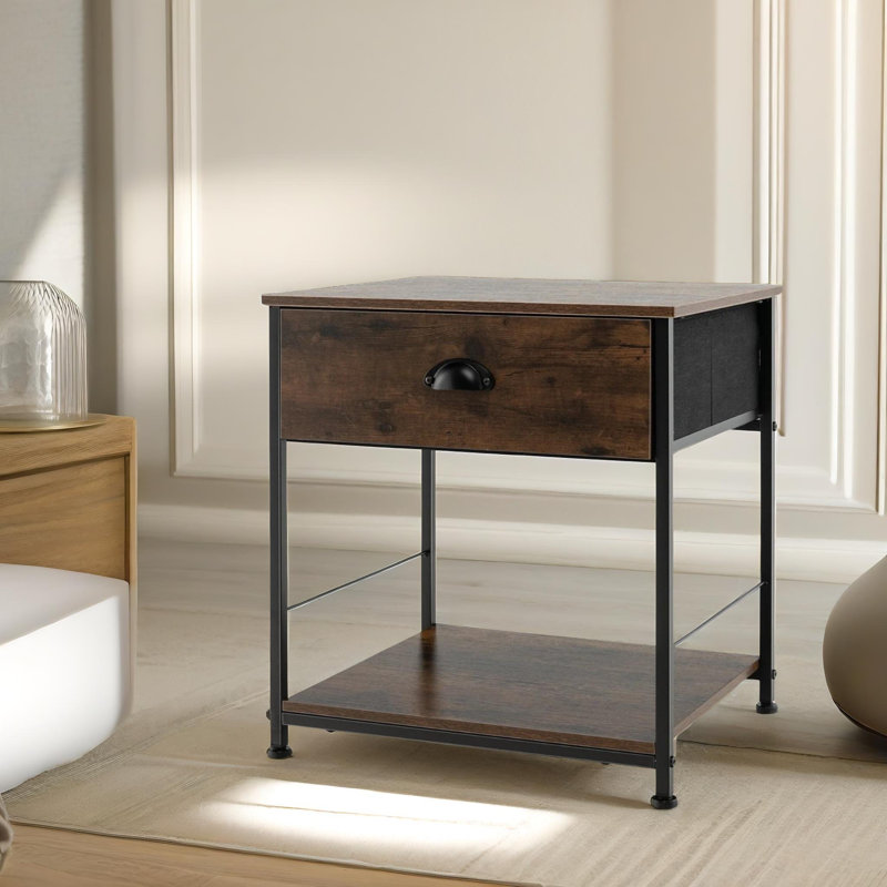 Bashuk Manufactured Wood 2 Bedside Tables with Storage Drawers End Side Table