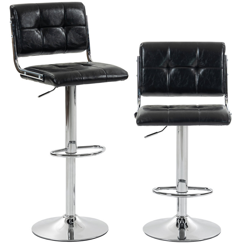 Swivel Upholstered Bar Stool, Black/Chrome