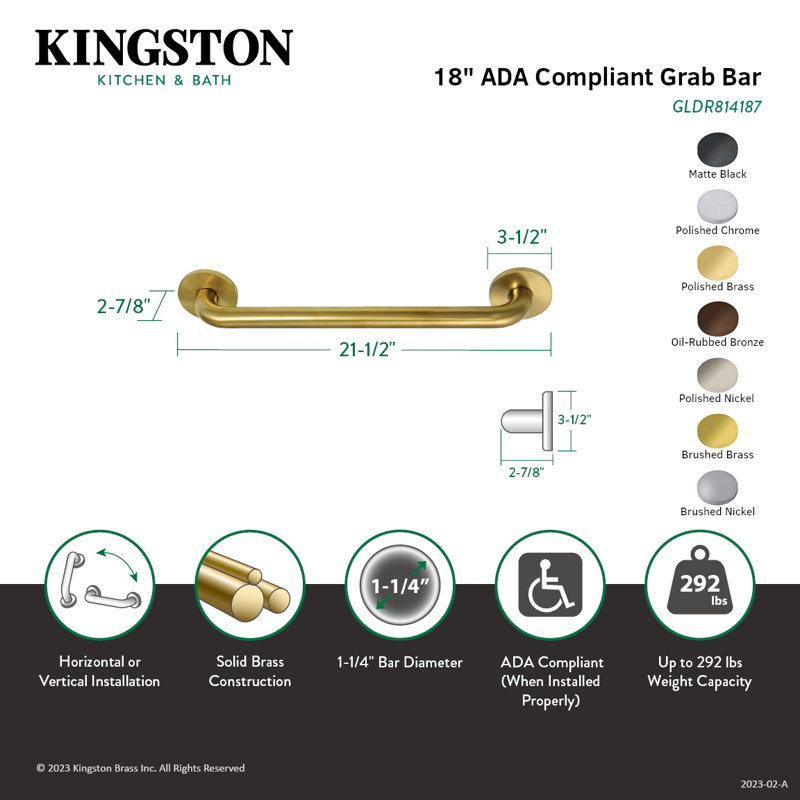 Kingston Brass Silver Sage 1-1/4 Inch O.D Grab Bar, Oil Rubbed Bronze, 18" W