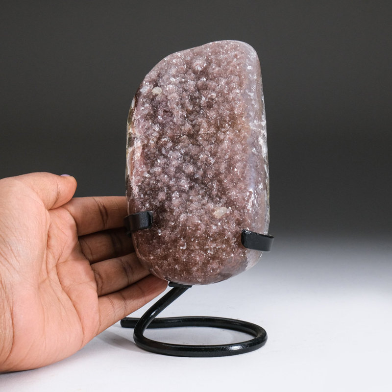 Druzy Crystal Cluster On Metal Stand