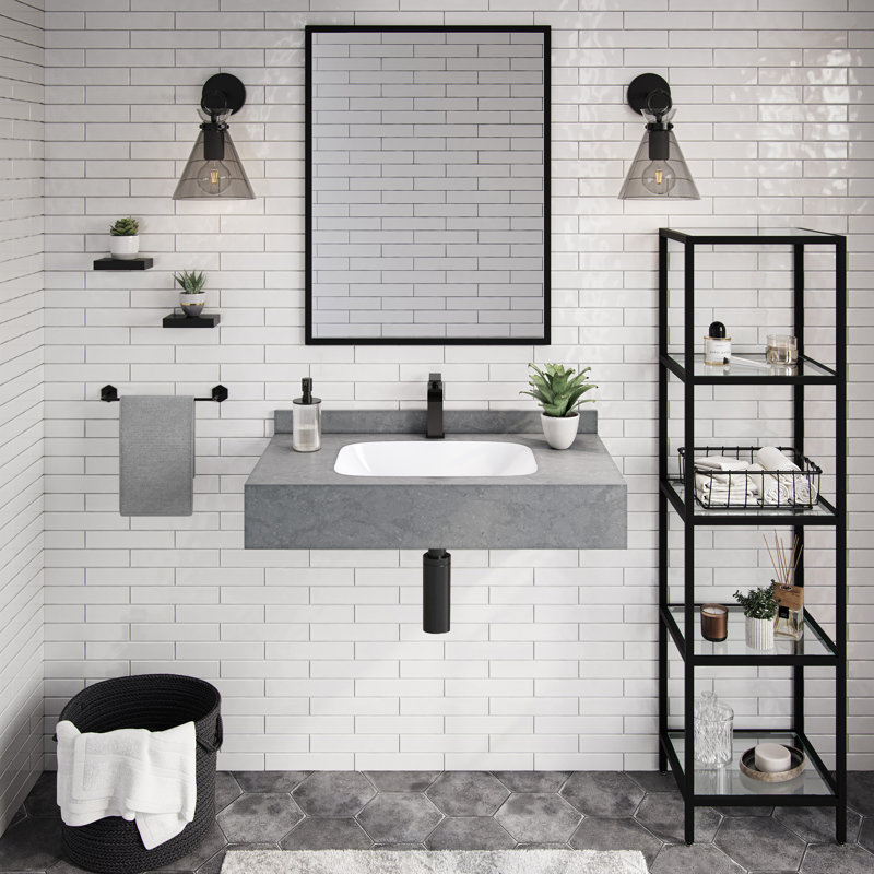 Lavabo mural 36 po Avancer en céleste bleu Avancer, Gris anthracite