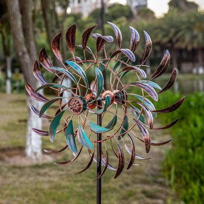 Grandes toupies à vent en métal pour l'extérieur, sculpture pivotante à 360 degrés pour la cour, le jardin et le jardin 66 * 15,8 pouces
