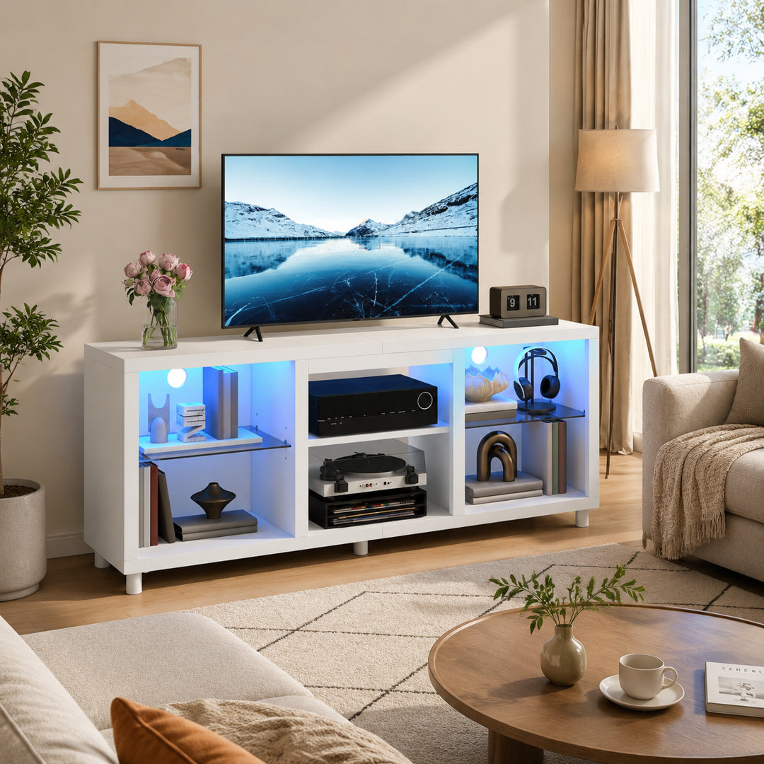 148 CM TV Unit, LED TV Stand Cabinet For 55/60 / 65 Inch Tvs With RGB Lights