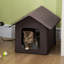 Maison de chat chauffée pour l'extérieur et l'intérieur, isolée et imperméable en brun, avec housse en molleton doux