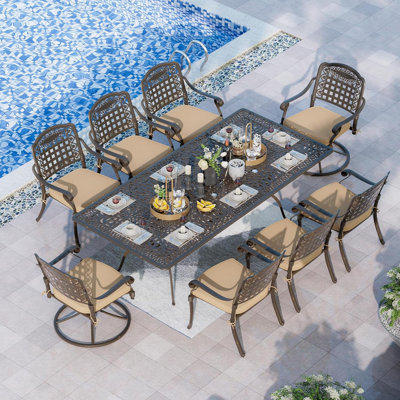 Lueck Rectangular 8 - Person 86.6'' L Outdoor Restaurant Dining Set