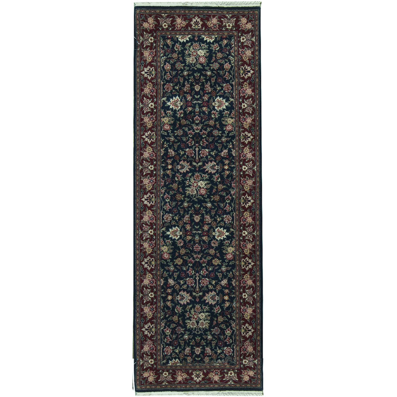 Hand-Knotted High-Quality Navy and Wine Runner