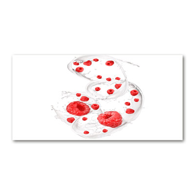 Raspberries With Milk - Wrapped Canvas Print