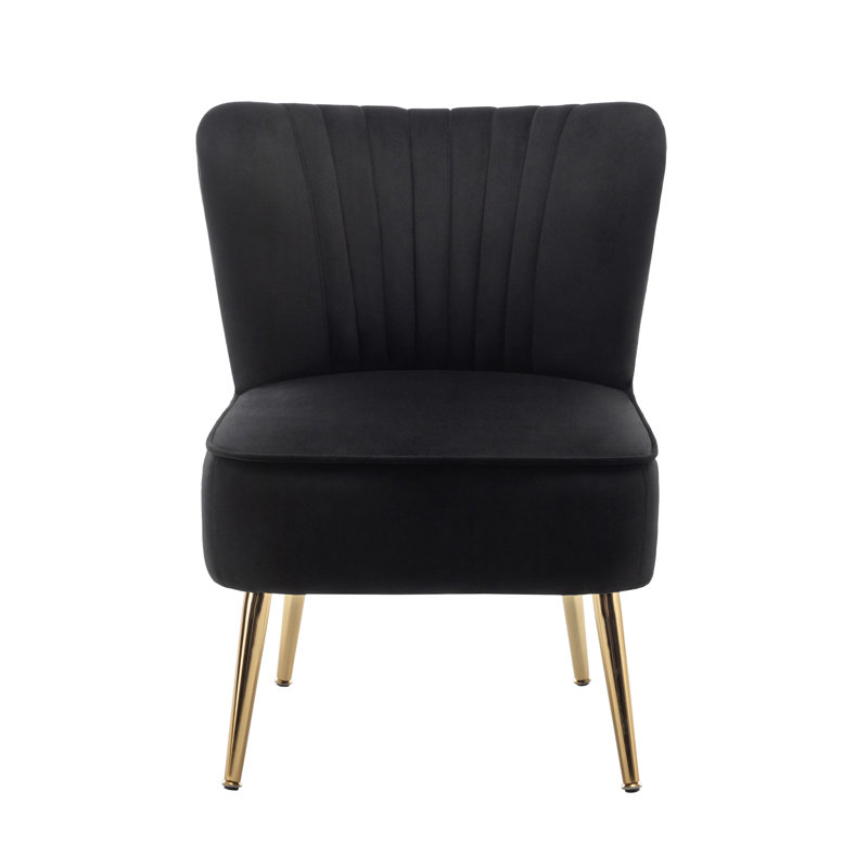 Fauteuil d'appoint en velours Elba, Noir