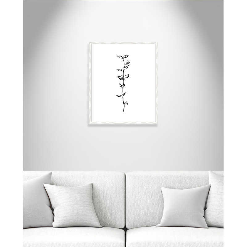 Fleurs simples 4 - reproduction de dessin, Papier avec cadre en bois blanc, H 25,5 po x l 21,5 po x P 0,75 po