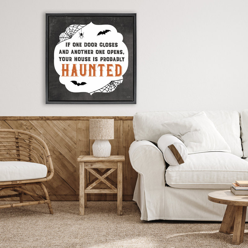Cadre flottant One Door Closets Haunted House, design par Lux + Me Designs, H 25 po x l 25 po, Cadre flottant noir de jais