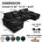 Alhertine Black U-Shape Couch with Comfy Armrests & Seat Sectionals ,Console storage and Cup Holders-435841947